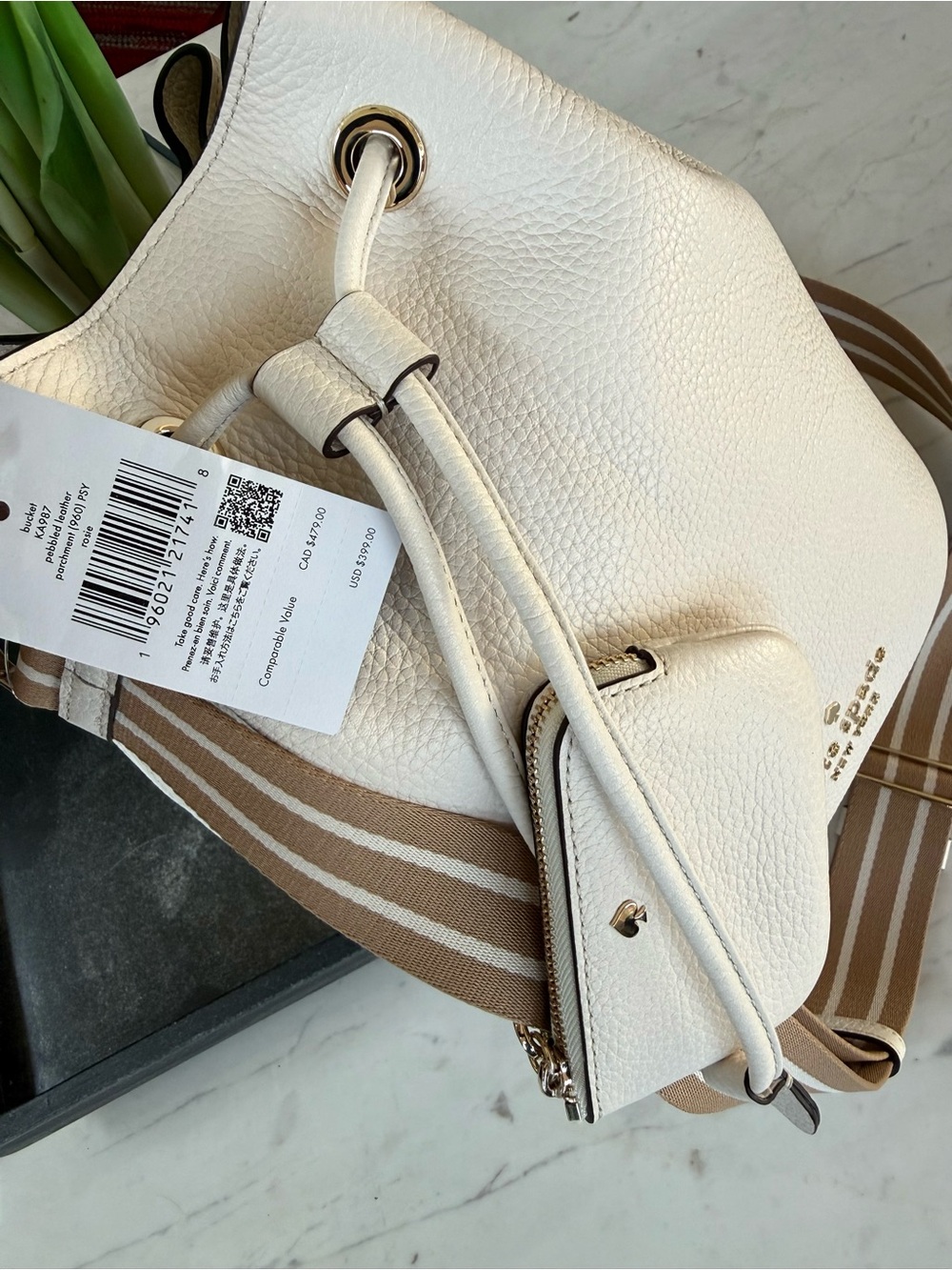 New Kate Spade Rosie Leather Large Bucket Bag Parchment - Picture 16 of 16